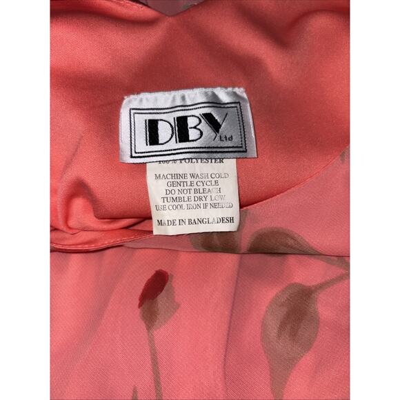 Vintage Y2K Coral Red Rose Holiday Party Dress Chiffon Maxi Slip Dress 90s - Picture 9 of 14